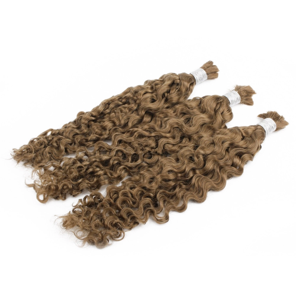 20inch Color #6 Hair Bulk Curly Hair Pre Colored Bulk Hair